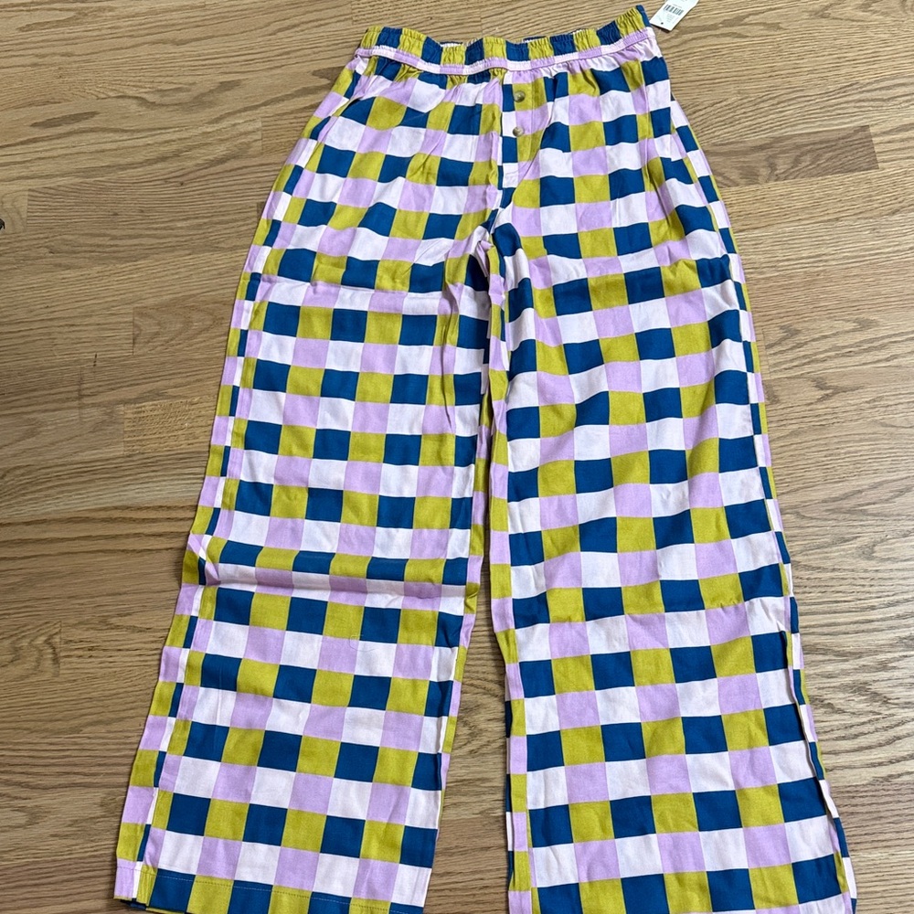 Colorful Checkered Wide-Leg pajama pants